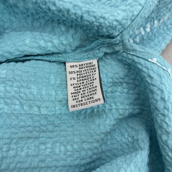 Habitat‎ Coralie Crinkle Turquoise Shirt Dress SZ Large Casual, Coastal, Beach - Picture 13 of 16